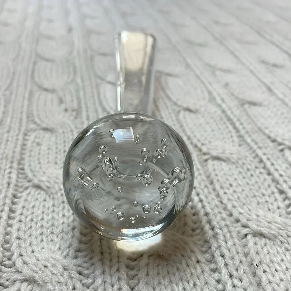 Vtg Small Glass Bud Vase square top Unique bubble bulb Design 5.5”Tall X 1 X 1